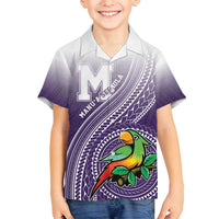 Personalized Manua High School Family Matching Summer Maxi Dress and Hawaiian Shirt Polynesian Tribal Pattern LT05 Son's Shirt Purple - Polynesian Pride