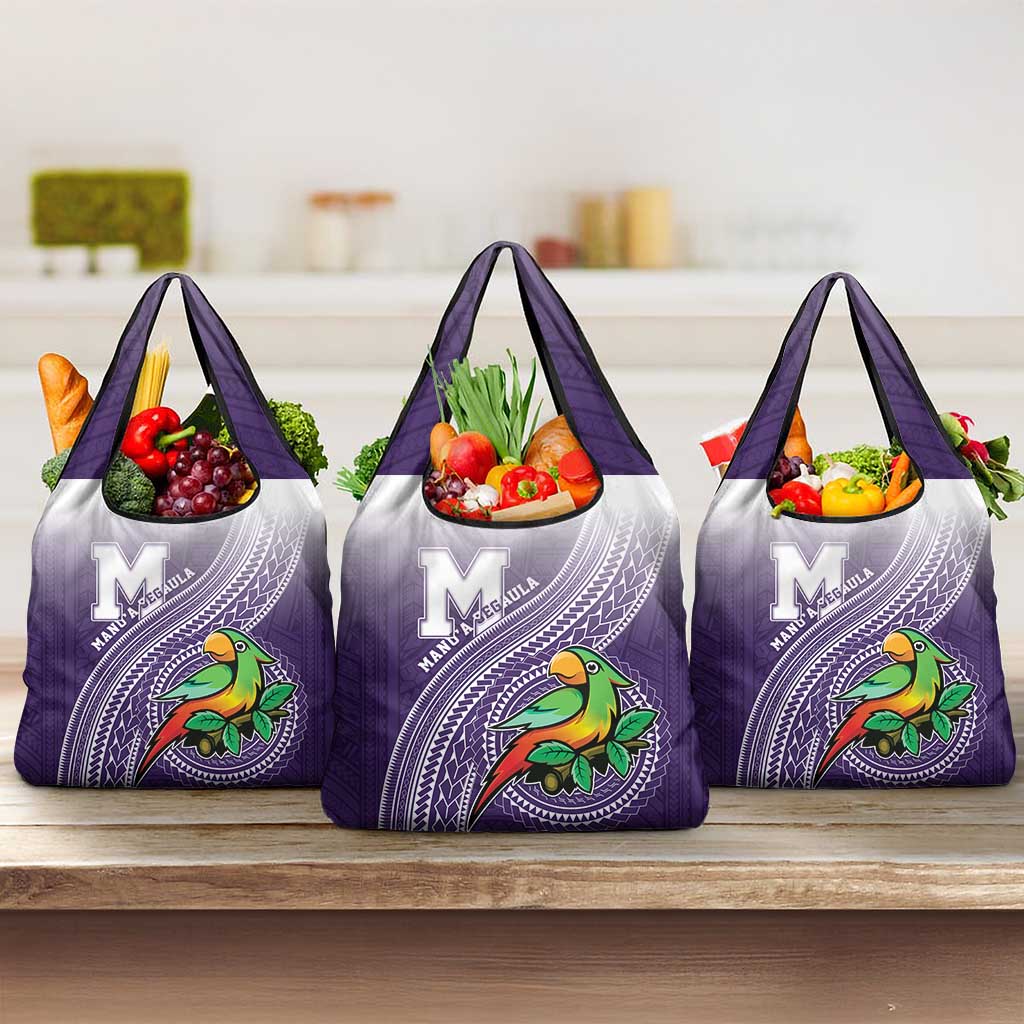 Manua High School Grocery Bag Polynesian Tribal Pattern LT05 3-pack One Size Purple - Polynesian Pride