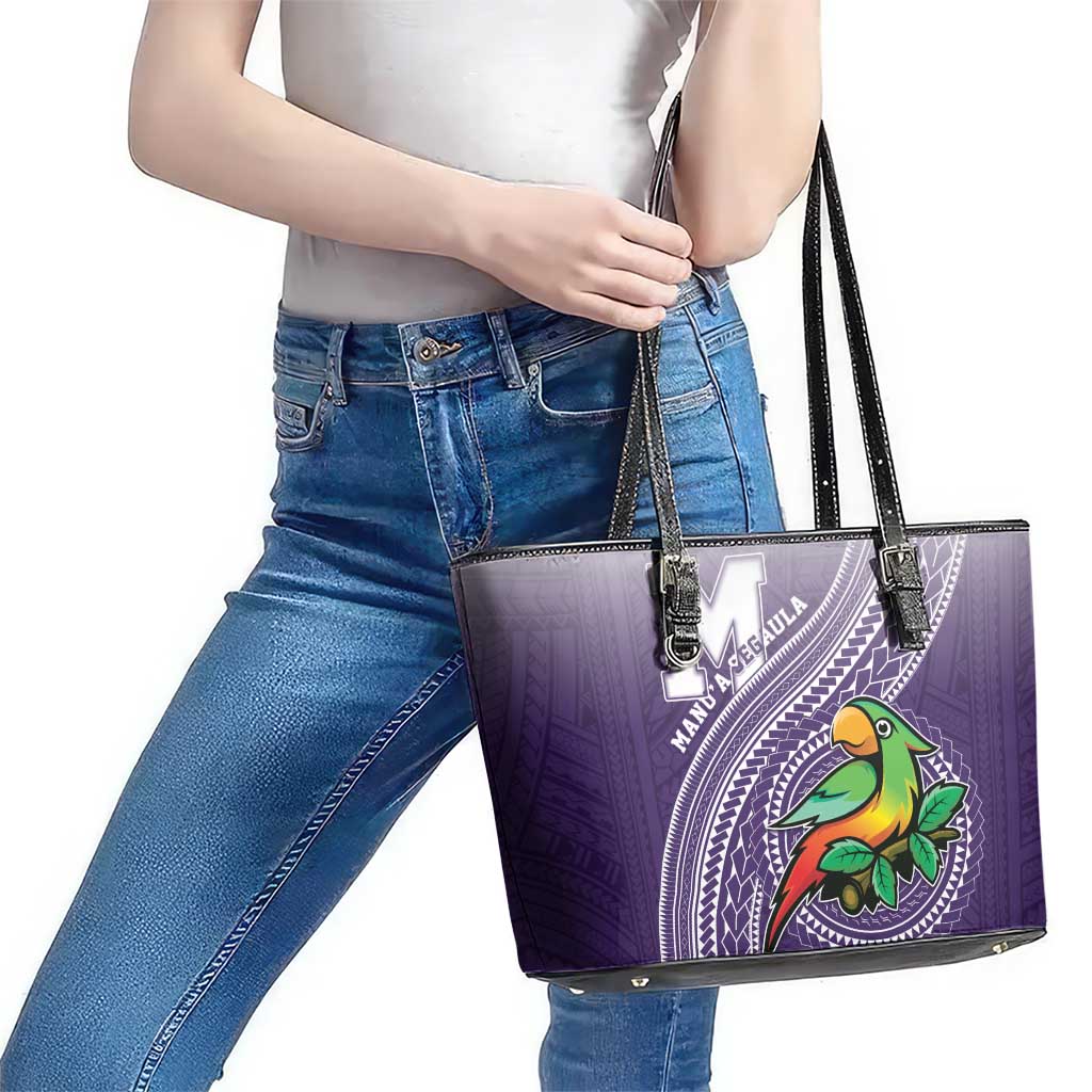 Manua High School Leather Tote Bag Polynesian Tribal Pattern