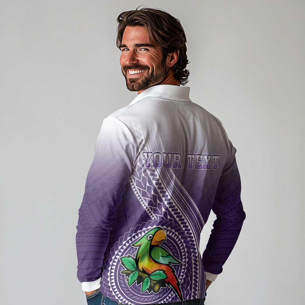 Personalized Manua High School Long Sleeve Polo Shirt Polynesian Tribal Pattern