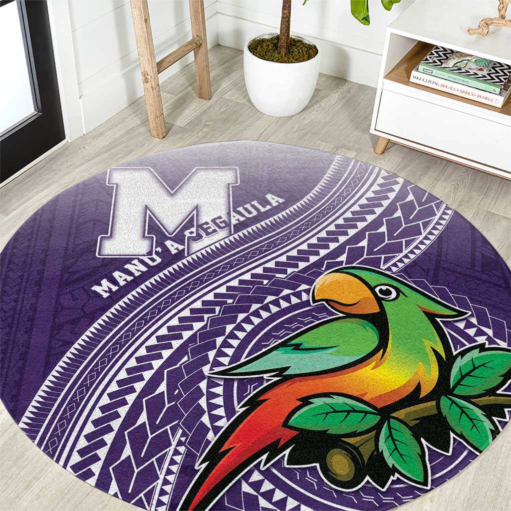 Manua High School Round Carpet Polynesian Tribal Pattern