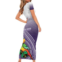 Personalized Manua High School Short Sleeve Bodycon Dress Polynesian Tribal Pattern