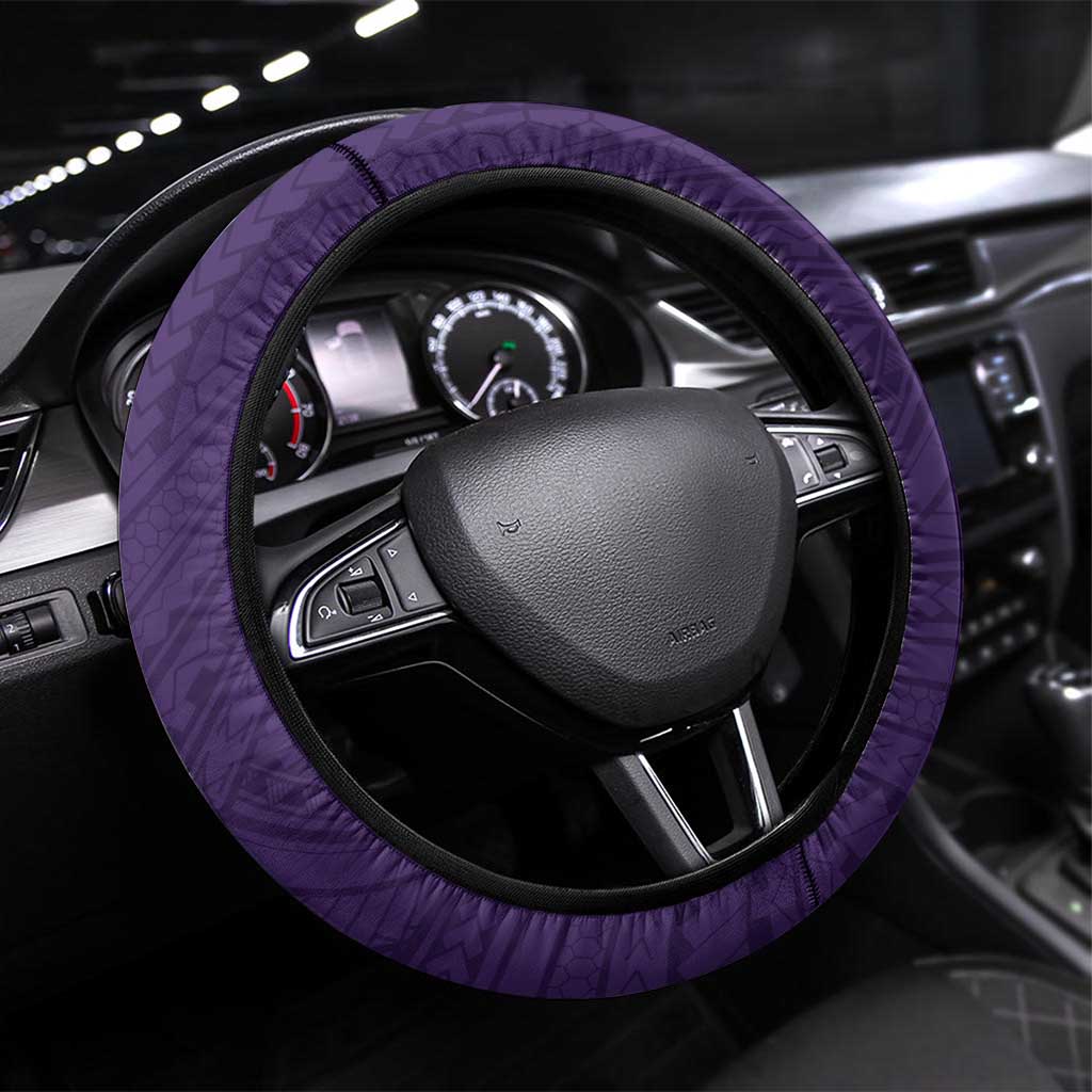Manua High School Steering Wheel Cover Polynesian Tribal Pattern LT05 Universal Fit Purple - Polynesian Pride