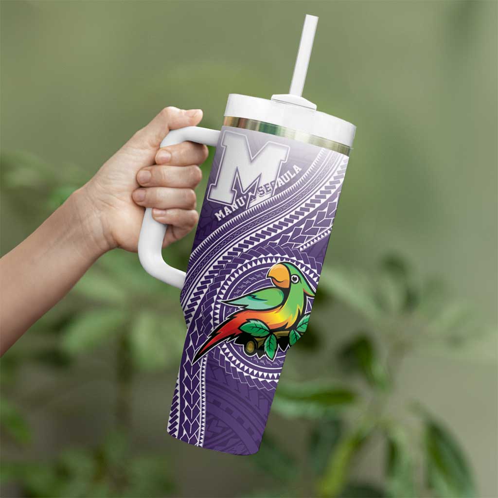 Personalized Manua High School Tumbler With Handle Polynesian Tribal Pattern