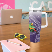 Personalized Manua High School Tumbler With Handle Polynesian Tribal Pattern