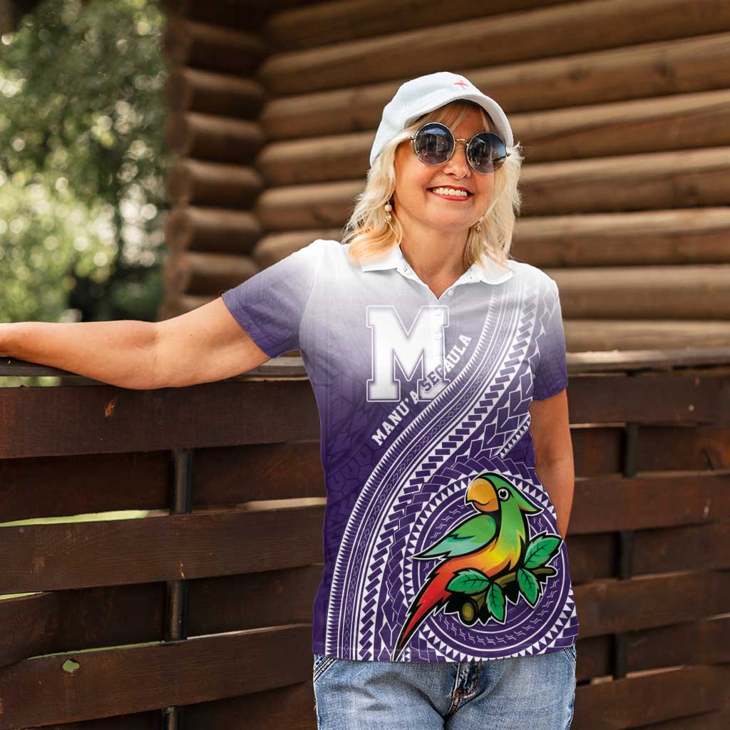 Personalized Manua High School Women Polo Shirt Polynesian Tribal Pattern