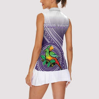 Personalized Manua High School Women Sleeveless Polo Shirt Polynesian Tribal Pattern