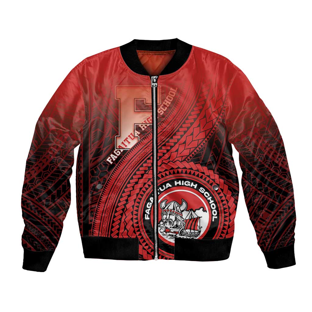 Personalized Fagaitua High School Bomber Jacket Polynesian Tribal Pattern