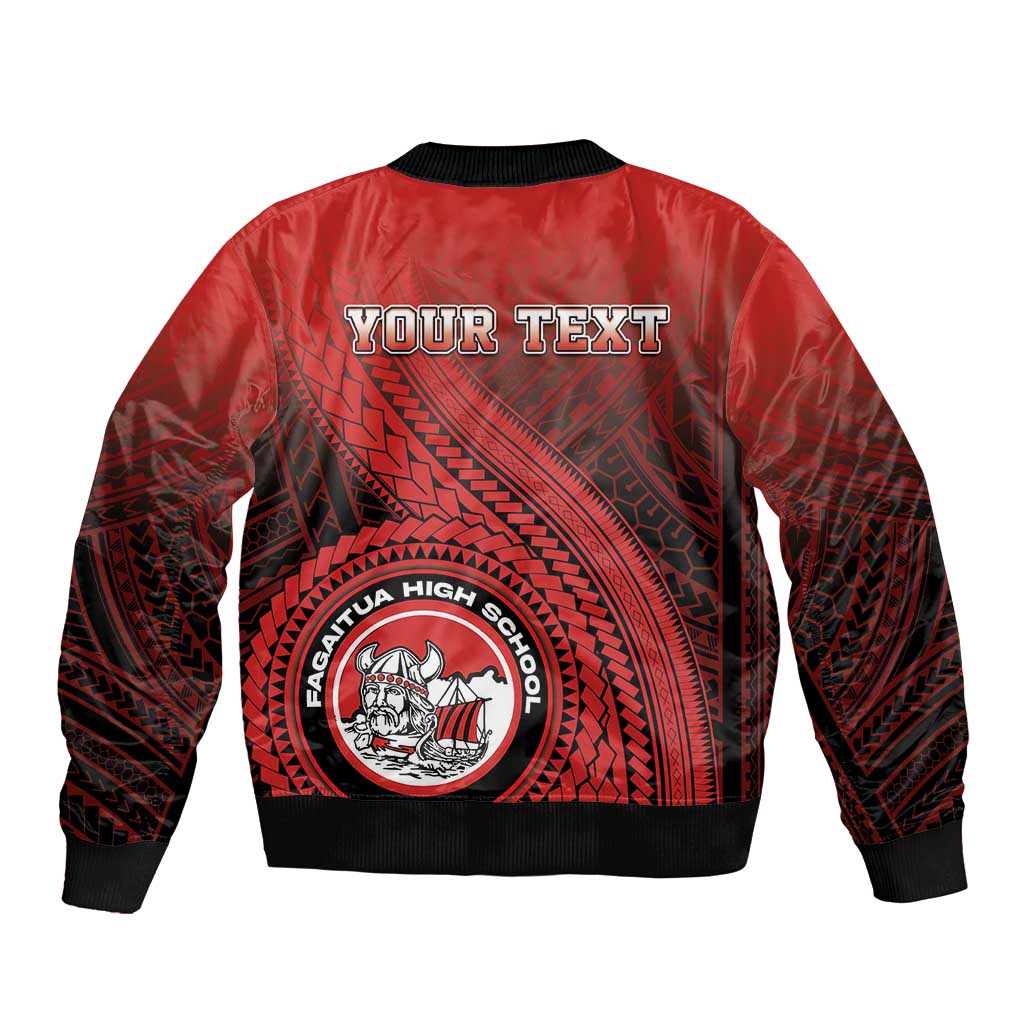 Personalized Fagaitua High School Bomber Jacket Polynesian Tribal Pattern