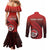 Personalized Fagaitua High School Couples Matching Mermaid Dress and Long Sleeve Button Shirt Polynesian Tribal Pattern