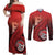 Personalized Fagaitua High School Couples Matching Off Shoulder Maxi Dress and Long Sleeve Button Shirt Polynesian Tribal Pattern
