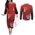 Personalized Fagaitua High School Couples Matching Off The Shoulder Long Sleeve Dress and Long Sleeve Button Shirt Polynesian Tribal Pattern