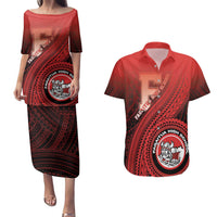 Personalized Fagaitua High School Couples Matching Puletasi and Hawaiian Shirt Polynesian Tribal Pattern LT05 Red - Polynesian Pride