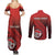 Personalized Fagaitua High School Couples Matching Summer Maxi Dress and Long Sleeve Button Shirt Polynesian Tribal Pattern