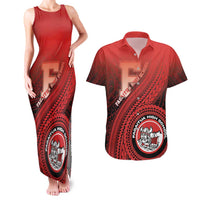 Personalized Fagaitua High School Couples Matching Tank Maxi Dress and Hawaiian Shirt Polynesian Tribal Pattern LT05 Red - Polynesian Pride