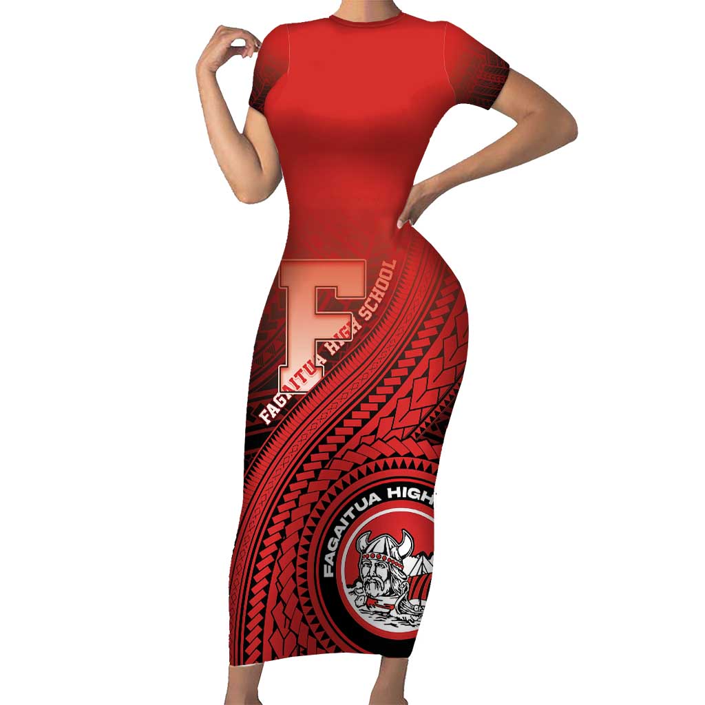 Personalized Fagaitua High School Family Matching Short Sleeve Bodycon Dress and Hawaiian Shirt Polynesian Tribal Pattern