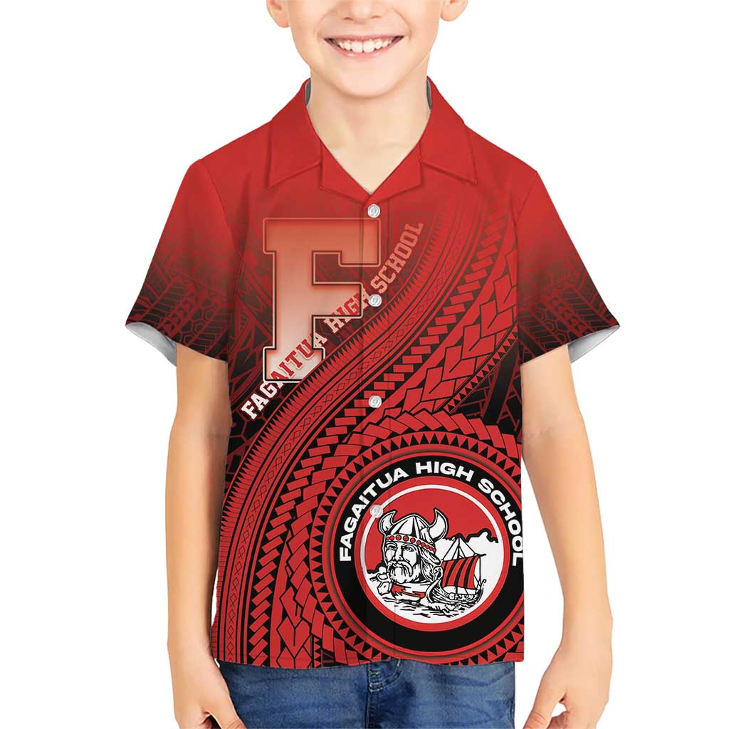 Personalized Fagaitua High School Kid Hawaiian Shirt Polynesian Tribal Pattern