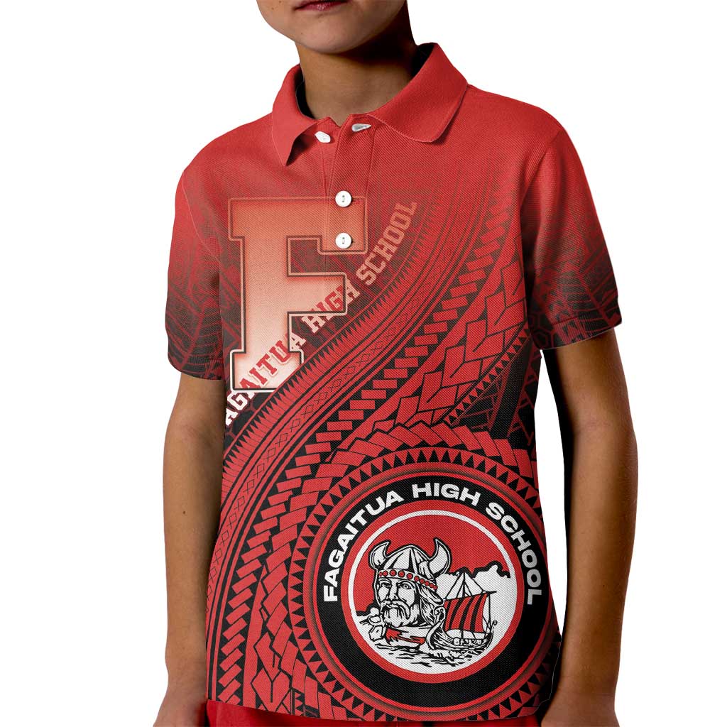 Personalized Fagaitua High School Kid Polo Shirt Polynesian Tribal Pattern