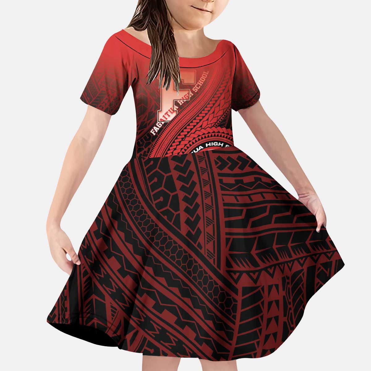 Personalized Fagaitua High School Kid Short Sleeve Dress Polynesian Tribal Pattern