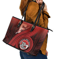 Fagaitua High School Leather Tote Bag Polynesian Tribal Pattern
