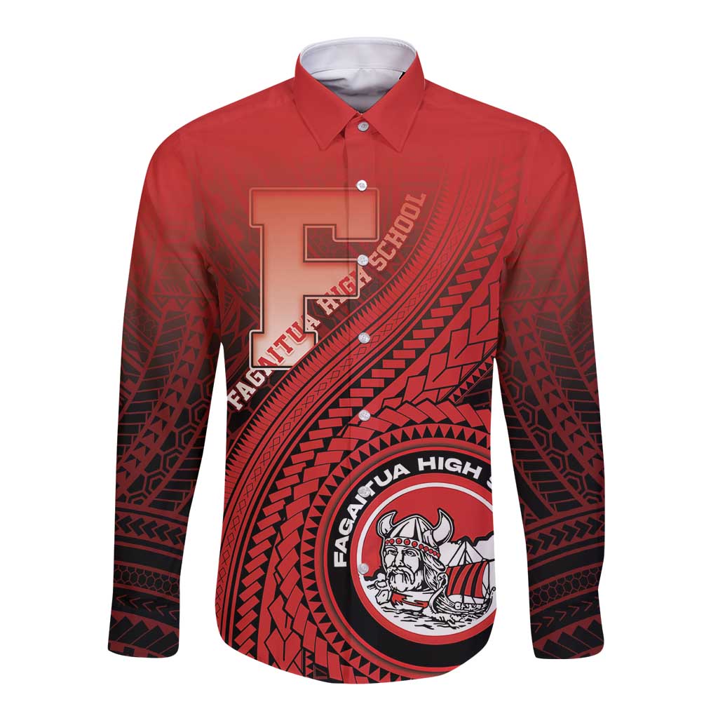 Personalized Fagaitua High School Long Sleeve Button Shirt Polynesian Tribal Pattern