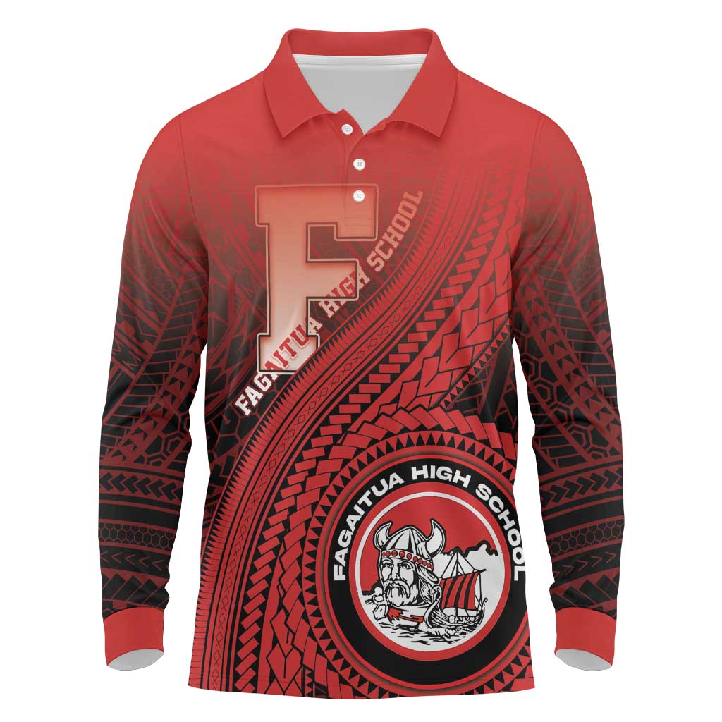 Personalized Fagaitua High School Long Sleeve Polo Shirt Polynesian Tribal Pattern