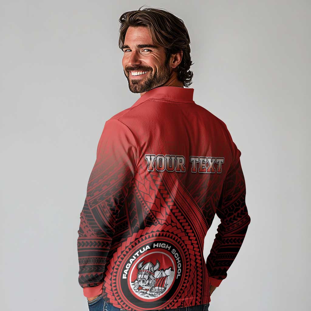 Personalized Fagaitua High School Long Sleeve Polo Shirt Polynesian Tribal Pattern