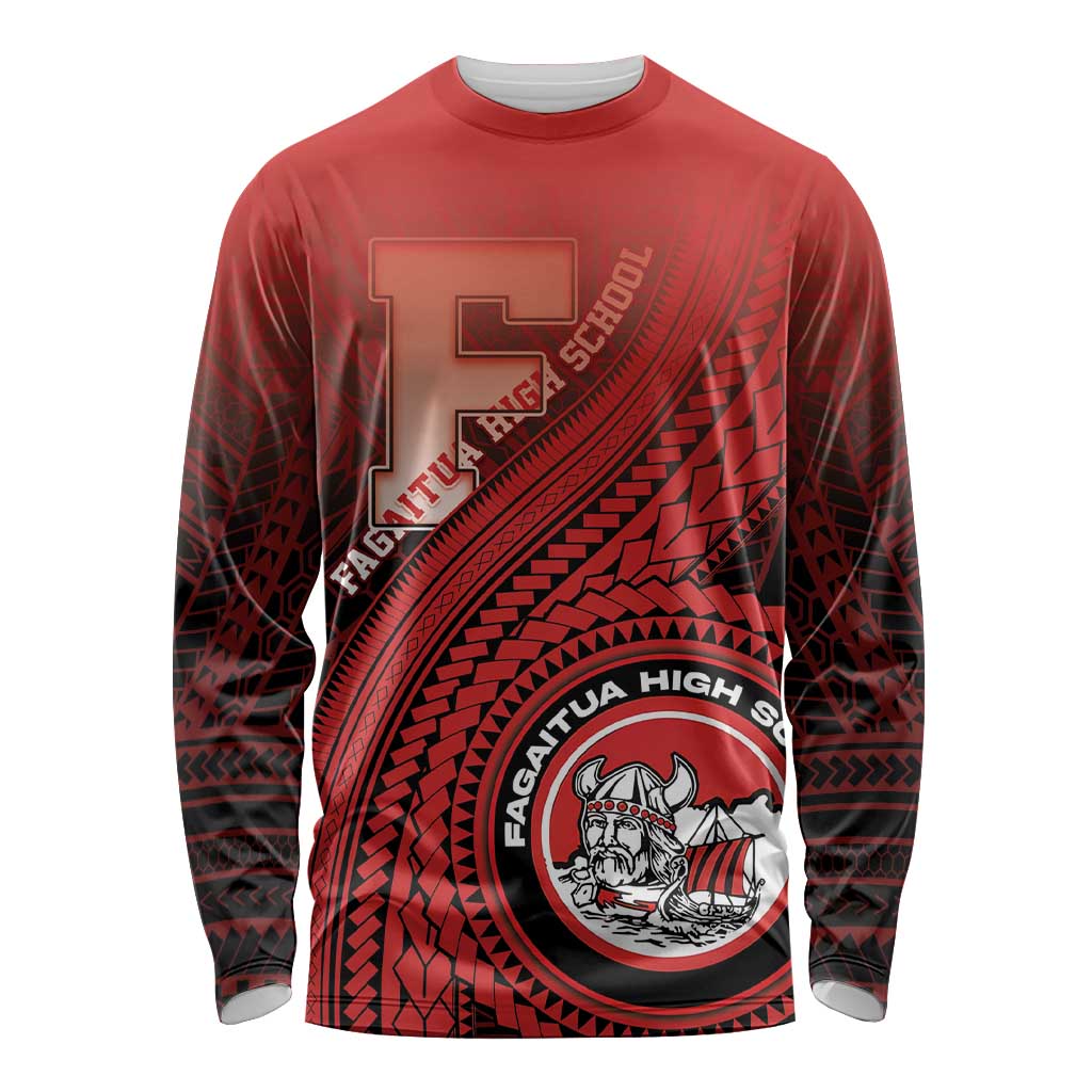 Personalized Fagaitua High School Long Sleeve Shirt Polynesian Tribal Pattern