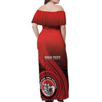 Personalized Fagaitua High School Off Shoulder Maxi Dress Polynesian Tribal Pattern