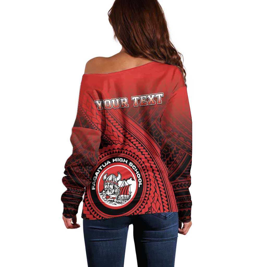 Personalized Fagaitua High School Off Shoulder Sweater Polynesian Tribal Pattern
