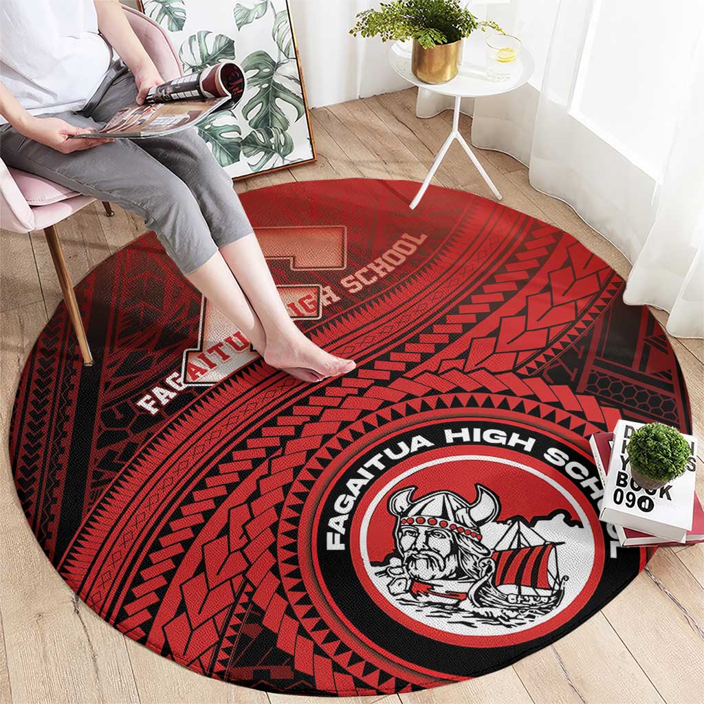 Fagaitua High School Round Carpet Polynesian Tribal Pattern