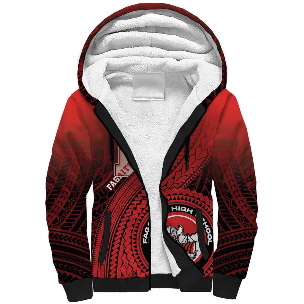 Personalized Fagaitua High School Sherpa Hoodie Polynesian Tribal Pattern LT05 Unisex Red - Polynesian Pride