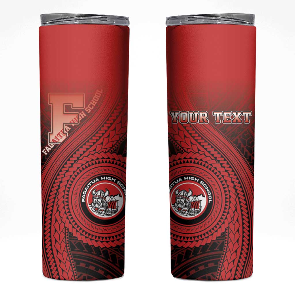 Personalized Fagaitua High School Skinny Tumbler Polynesian Tribal Pattern