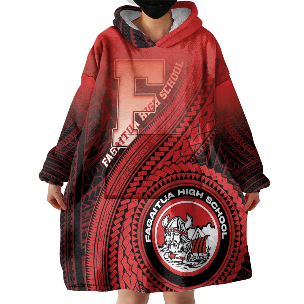 Personalized Fagaitua High School Wearable Blanket Hoodie Polynesian Tribal Pattern LT05 - Polynesian Pride