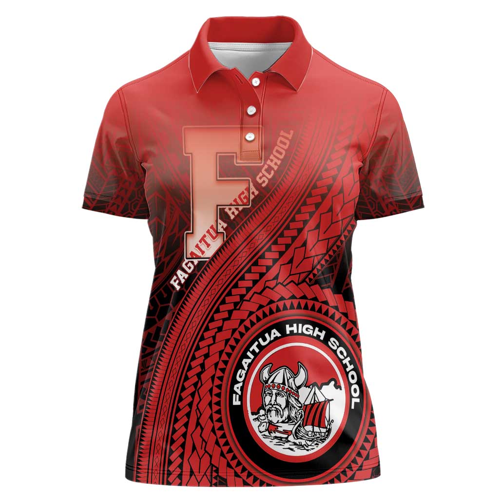 Personalized Fagaitua High School Women Polo Shirt Polynesian Tribal Pattern