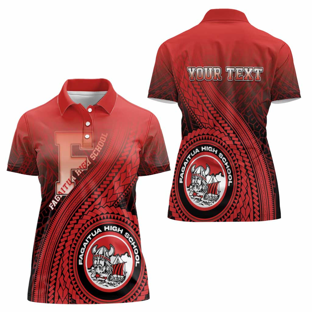 Personalized Fagaitua High School Women Polo Shirt Polynesian Tribal Pattern