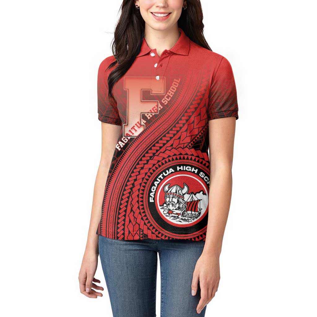 Personalized Fagaitua High School Women Polo Shirt Polynesian Tribal Pattern