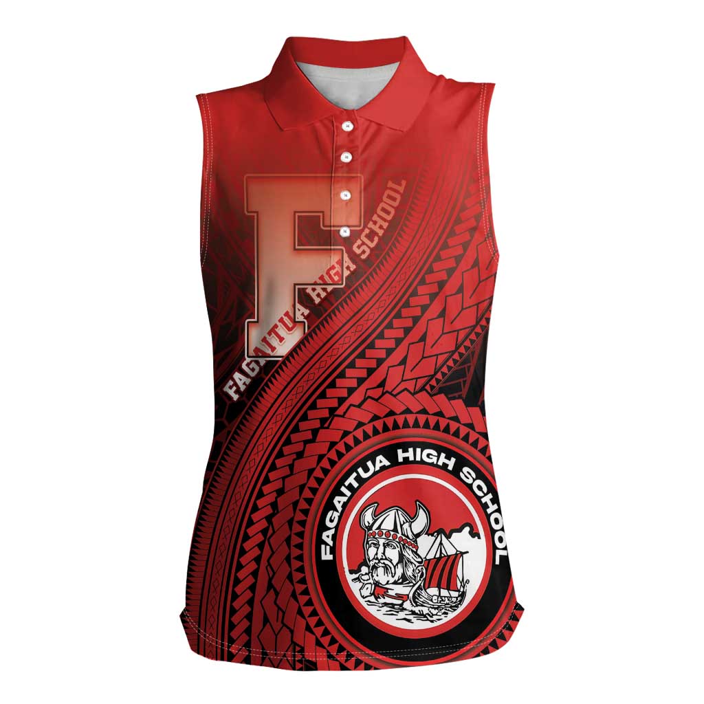 Personalized Fagaitua High School Women Sleeveless Polo Shirt Polynesian Tribal Pattern