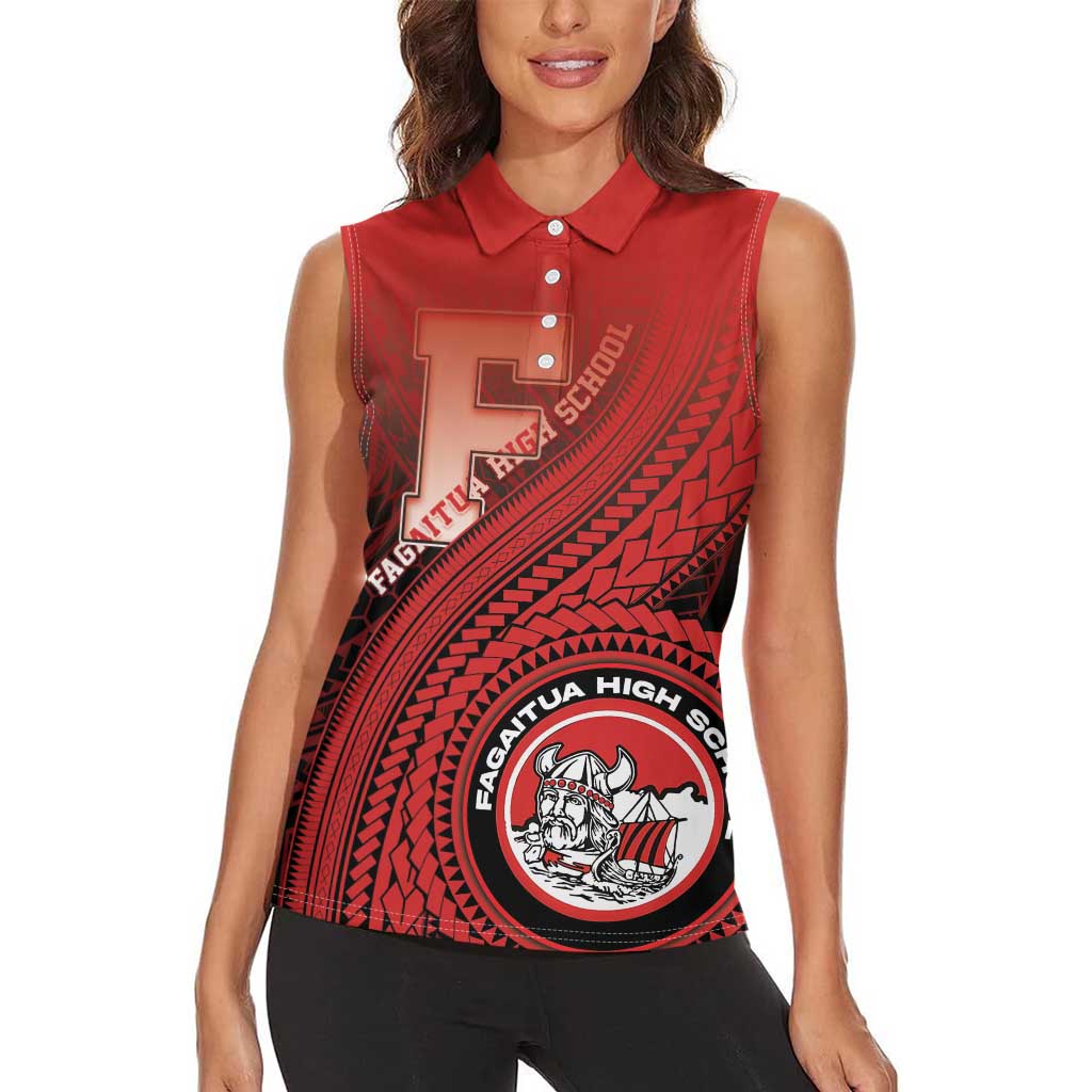 Personalized Fagaitua High School Women Sleeveless Polo Shirt Polynesian Tribal Pattern