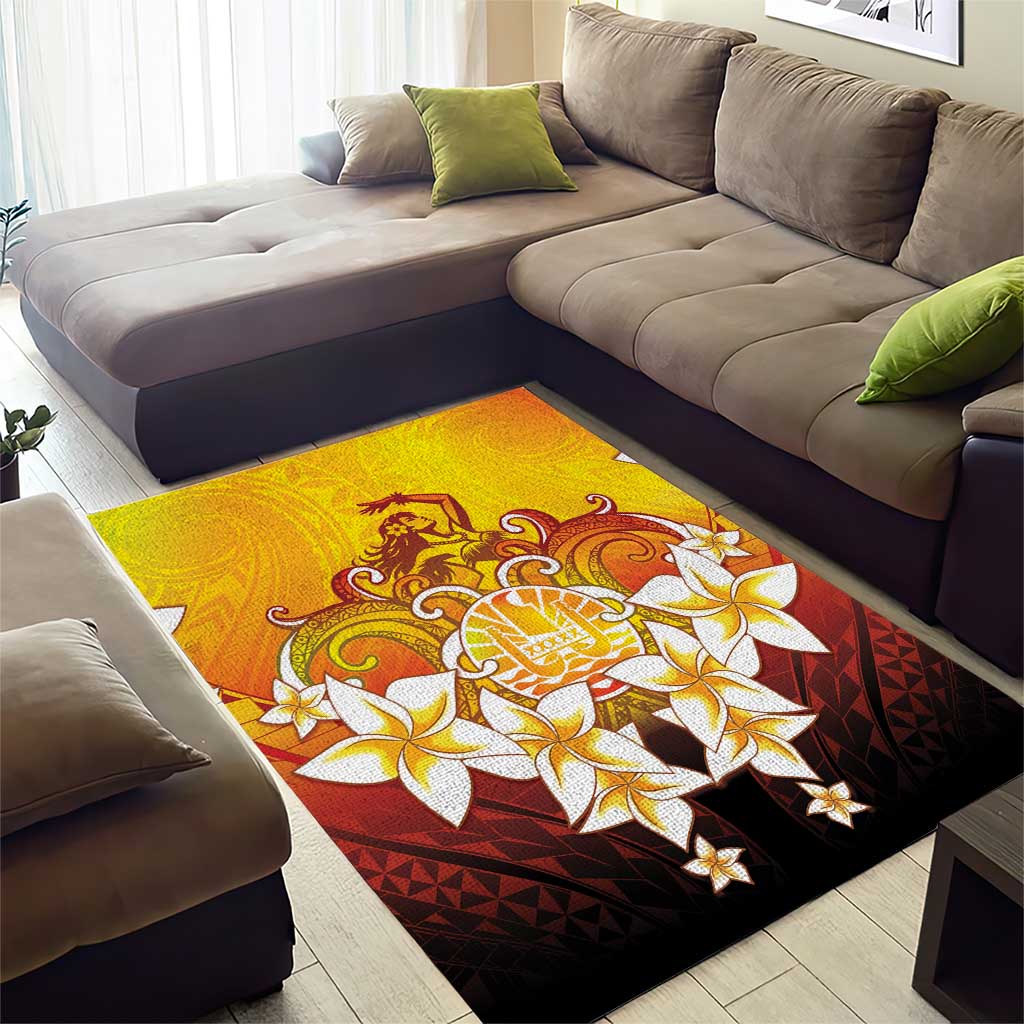 Tahiti Heiva Festival Area Rug Tahitian Vahine Plumeria Flowers