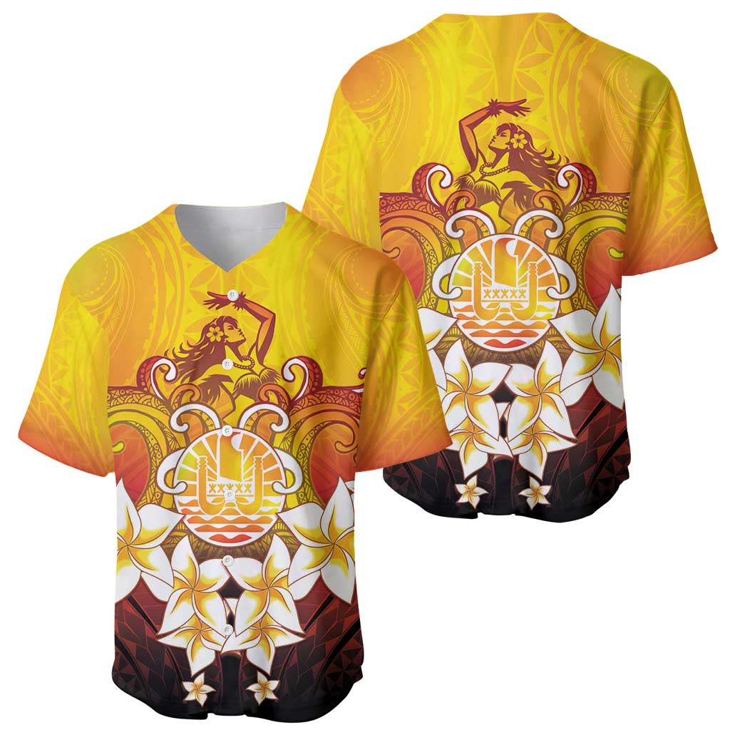 Tahiti Heiva Festival Baseball Jersey Tahitian Vahine Plumeria Flowers