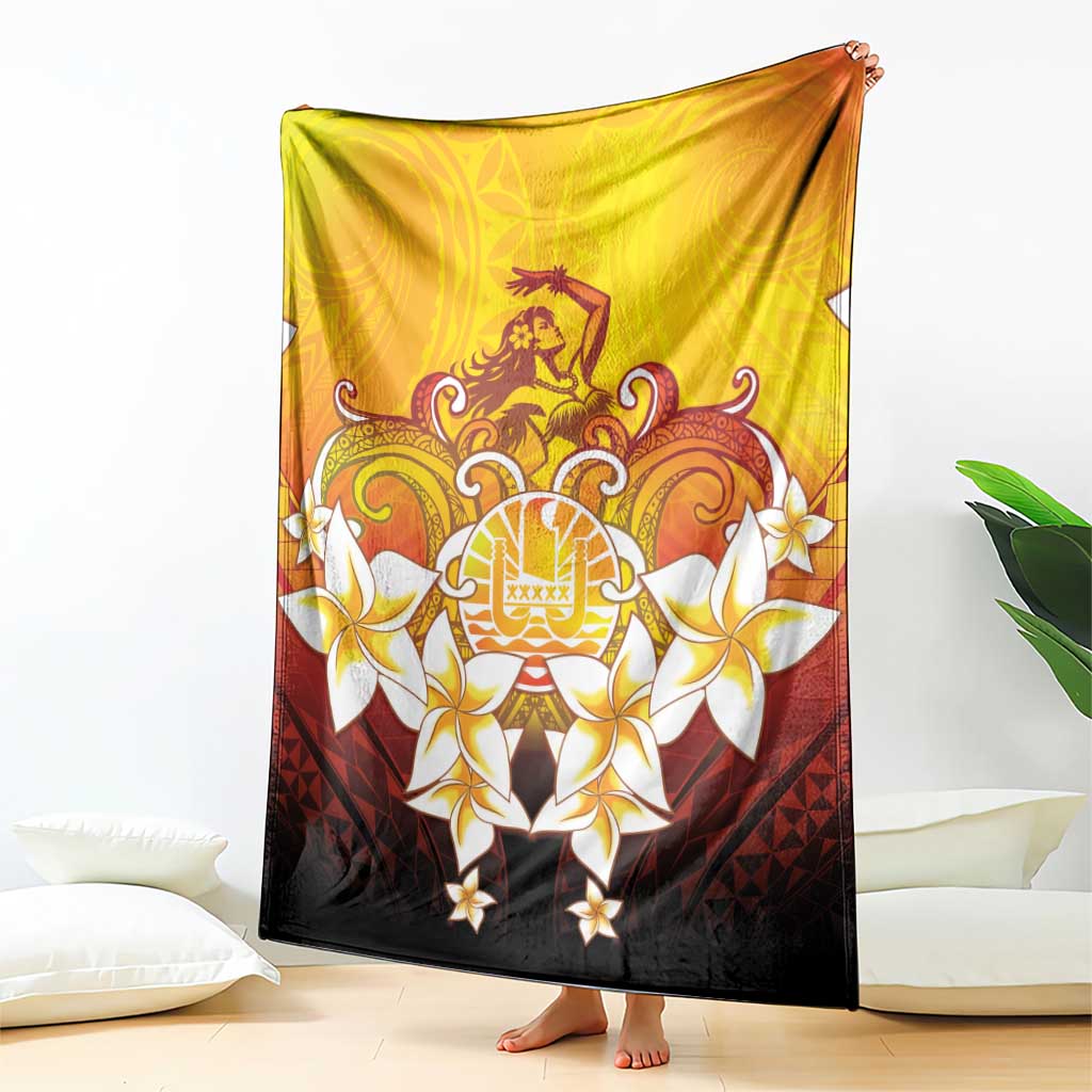 Tahiti Heiva Festival Blanket Tahitian Vahine Plumeria Flowers