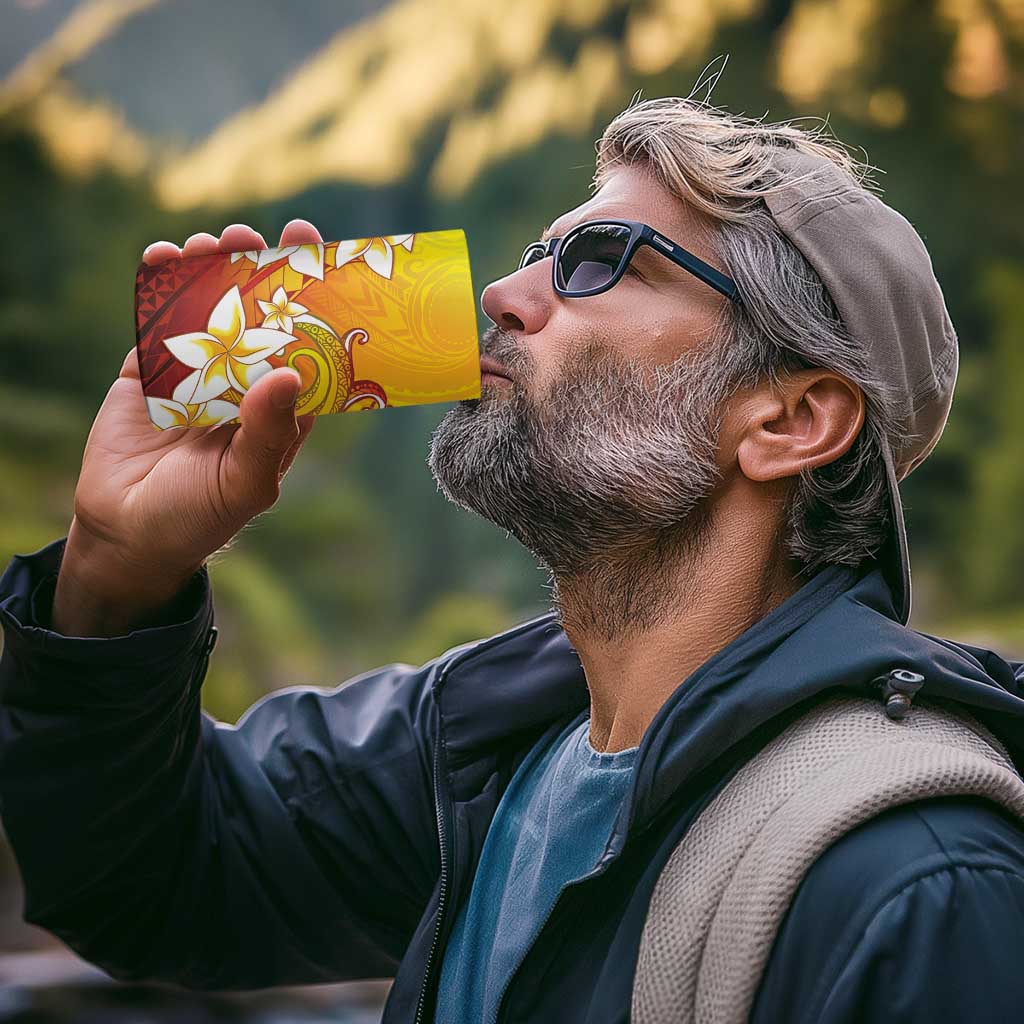 Tahiti Heiva Festival 4 in 1 Can Cooler Tumbler Tahitian Vahine Plumeria Flowers