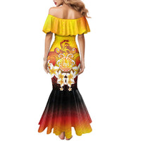 Tahiti Heiva Festival Family Matching Mermaid Dress and Hawaiian Shirt Tahitian Vahine Plumeria Flowers