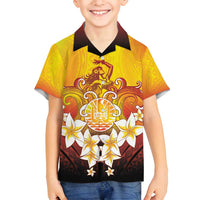 Tahiti Heiva Festival Family Matching Off Shoulder Maxi Dress and Hawaiian Shirt Tahitian Vahine Plumeria Flowers