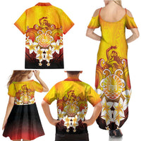 Tahiti Heiva Festival Family Matching Summer Maxi Dress and Hawaiian Shirt Tahitian Vahine Plumeria Flowers