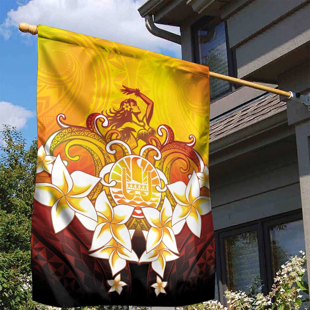 Tahiti Heiva Festival Garden Flag Tahitian Vahine Plumeria Flowers
