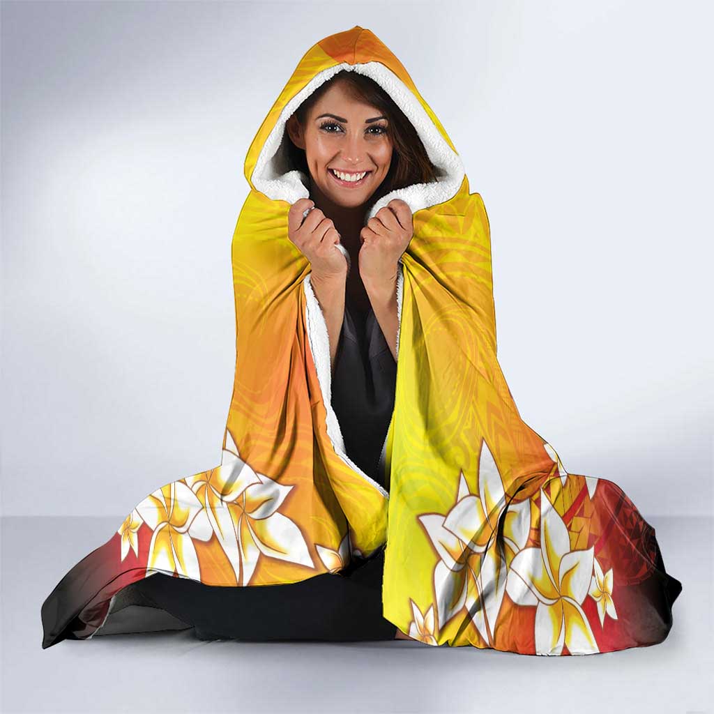 Tahiti Heiva Festival Hooded Blanket Tahitian Vahine Plumeria Flowers