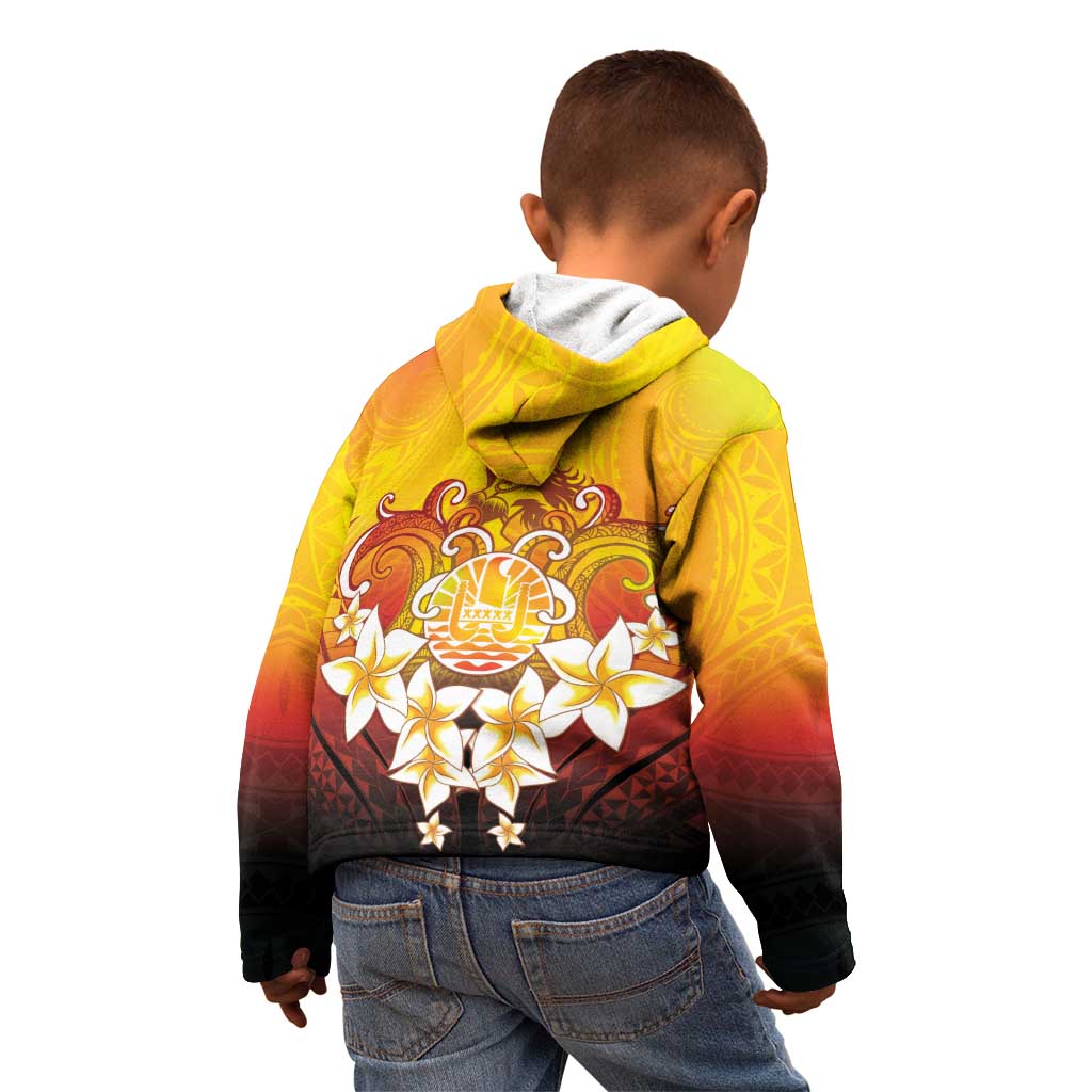 Tahiti Heiva Festival Kid Hoodie Tahitian Vahine Plumeria Flowers