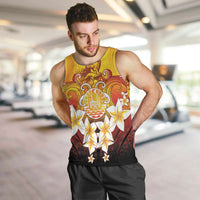 Tahiti Heiva Festival Men Tank Top Tahitian Vahine Plumeria Flowers